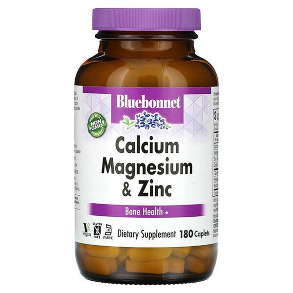 Bluebonnet Nutrition Calcium, Magnesium & Zinc Supplement - 180 Capsules