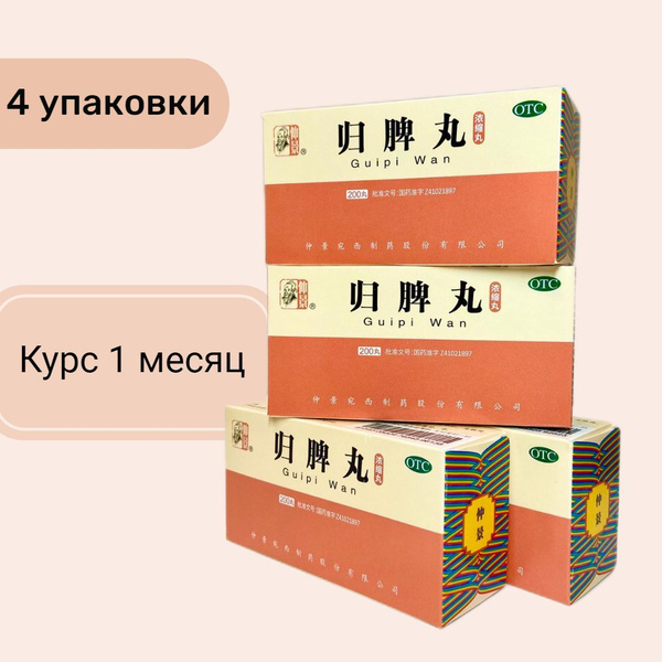 Gui Pi Wan: 4 Packs, Heart, Blood &amp; Spleen Tonic, Anemia Relief (5 Element Formula 831)