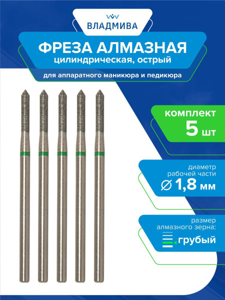 Diamond Cylinder Burr - Coarse Grit 1.8mm (5-Pack)