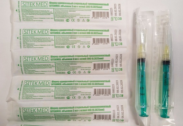 Endodontic Syringe 3ml with 30G Needle (0.3x25mm), 20 Pack