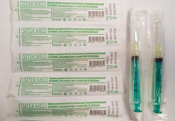 Endodontic Syringe 3ml with 30G Needle (0.3 x 25mm), 10 Pack