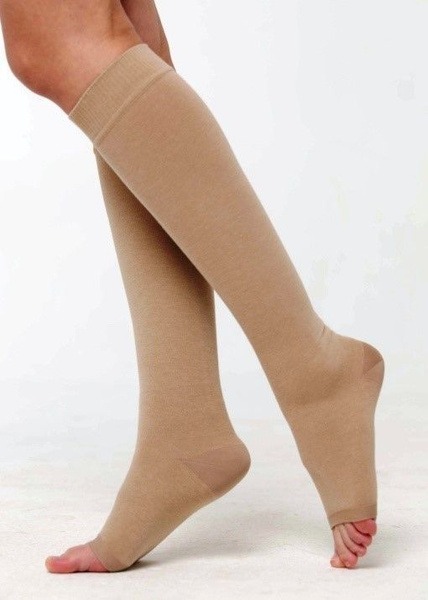 Cream Compression Stockings, 20-30 mmHg, 2 Pack
