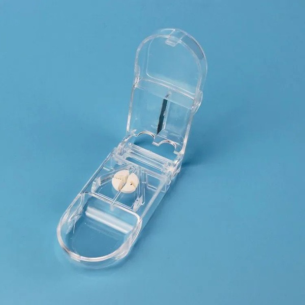 Pill Organizer with Crusher and Divider: Small Travel Case