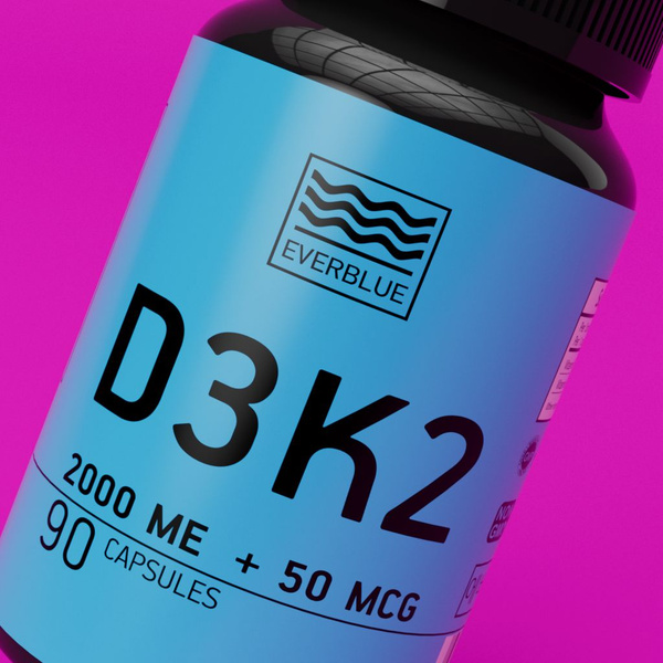 Vitamin D3 2000 IU + K2 50 mcg: EVERBLUE (Switzerland)