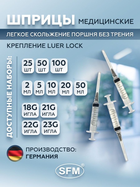 Sterile 50ml 18G Luer-Lock Syringes (25 Pack)