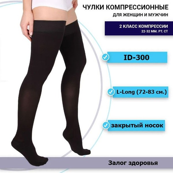 Idealista Black Compression Stockings, 20-30 mmHg, 2 Pack