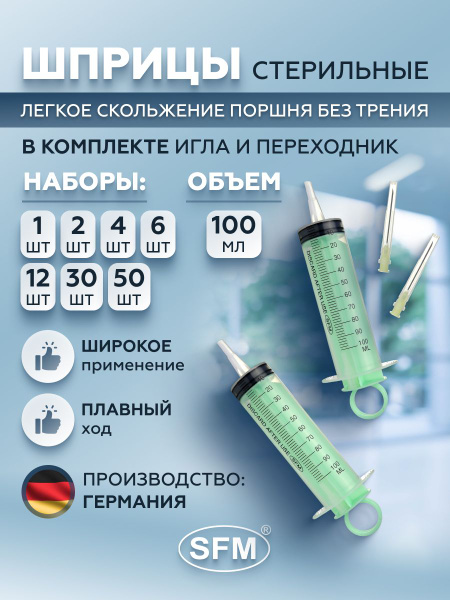 Medical, Culinary &amp; Auto Syringes: Large 100ml 3-Part 19G (1.1x40mm Needle)