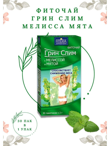Green Slim Tea with Mint &amp; Melissa: 2g Filter Bags