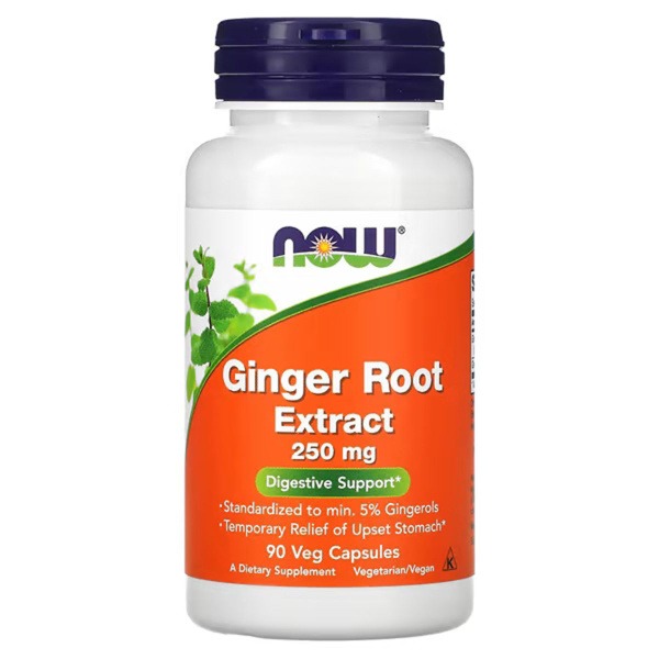 NOW Foods Ginger Root Extract: 250mg, 90 Vegan Capsules for Stomach Support