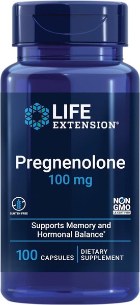 Pregnenolone 100mg: Anti-Aging Supplement for Memory &amp; Cognitive Function (100 Capsules)