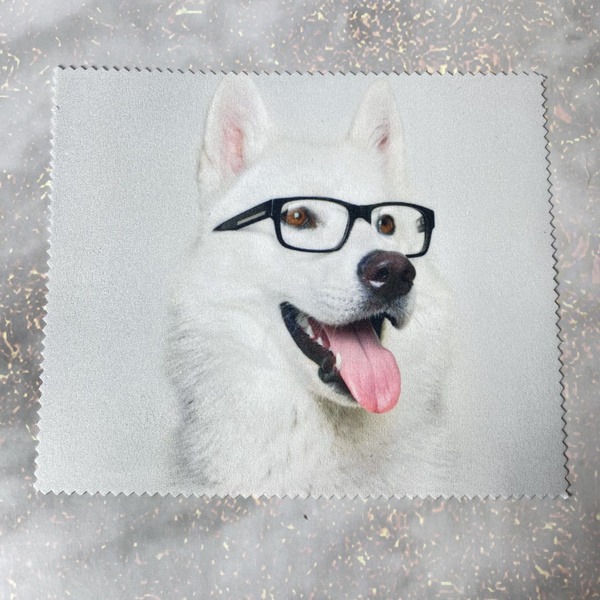 Microfiber Cleaning Cloth for Glasses &amp; Optics - White Dog Design