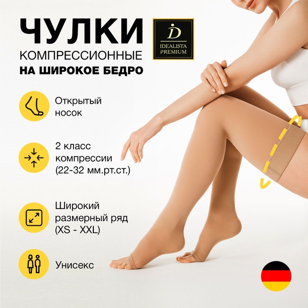 Idealista Premium Beige Compression Stockings (Class 2, 2 Pack)