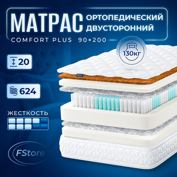 FStore Comfort Plus Mattress: 90x200cm, Pocket Springs
