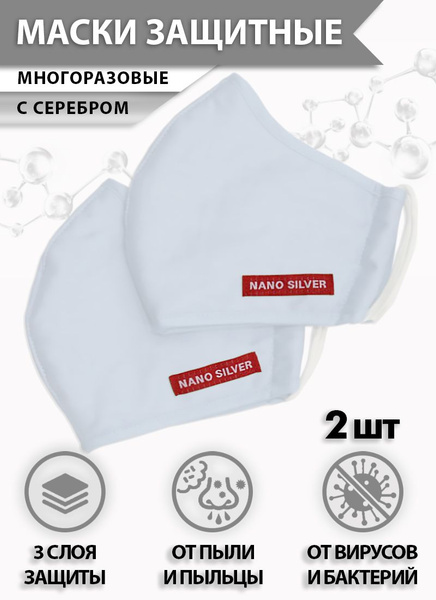 Reusable Silver-Infused 3-Ply Face Masks (2 Pack)