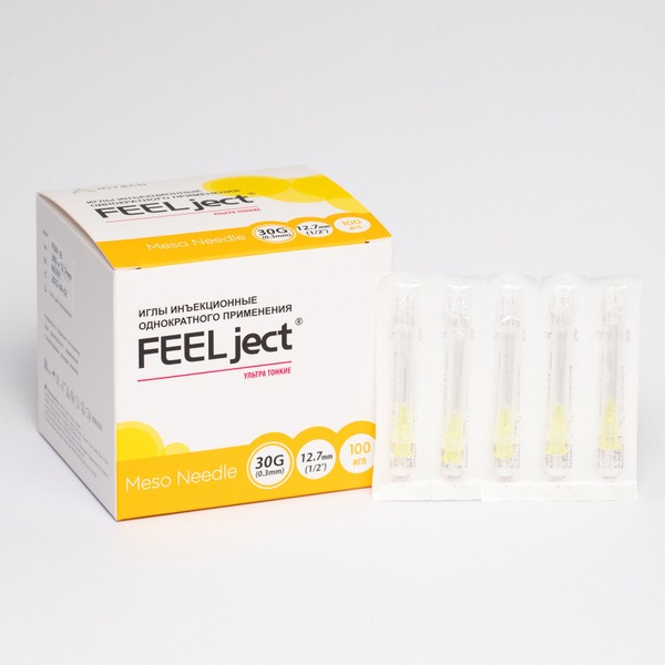 Feelject 30G Mesotherapy Needles (0.30 x 12.7mm) - 100 Count - Korean Made