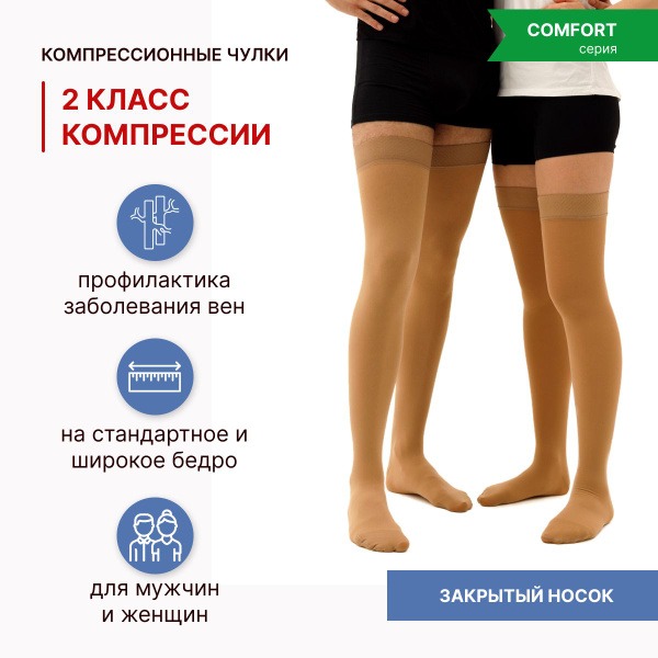 Pionic Beige Compression Stockings (Class 2, 2 Pack)