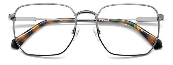 Polaroid PLD D485 KJ1 Grey Metal Square Men's Eyeglass Frames