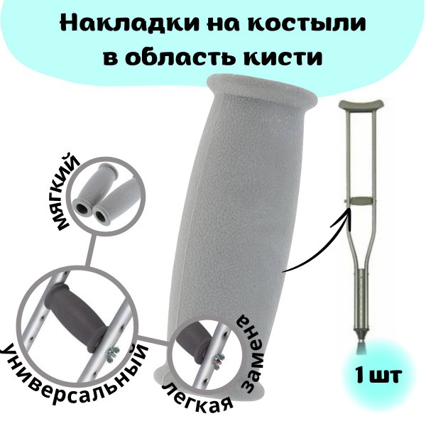 10cm Rubber Crutch Handle Grip with Replaceable Pads