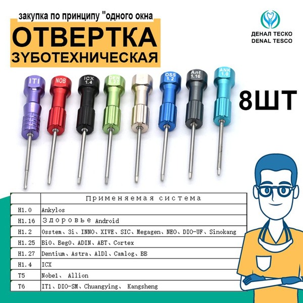 Dental Prosthetic Drivers Set (8-Piece)
