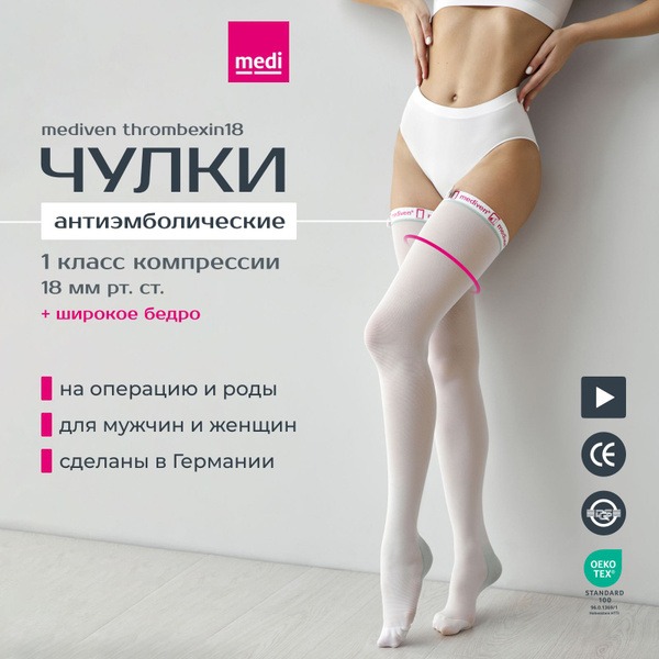 Medi Compression Stockings (White, 20-30 mmHg, 2 Pack)