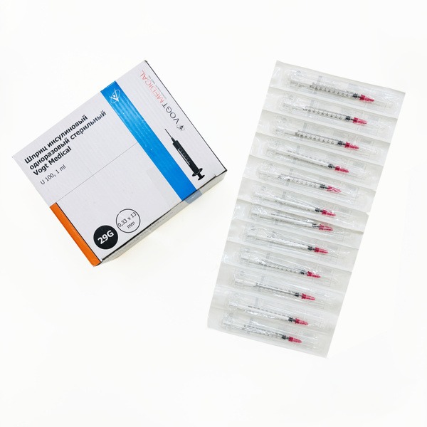 Insulin Syringes 0.33 x 13mm, U-100, 25 Count