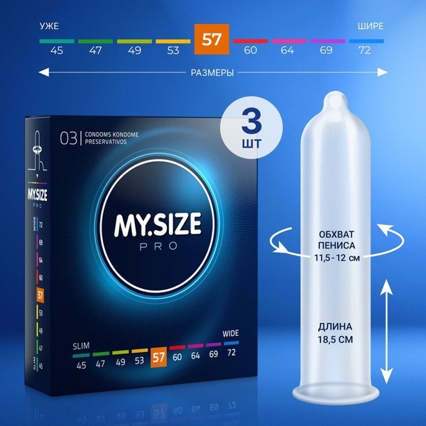 MY SIZE Condoms: XXL Large, 57mm, 3-Pack