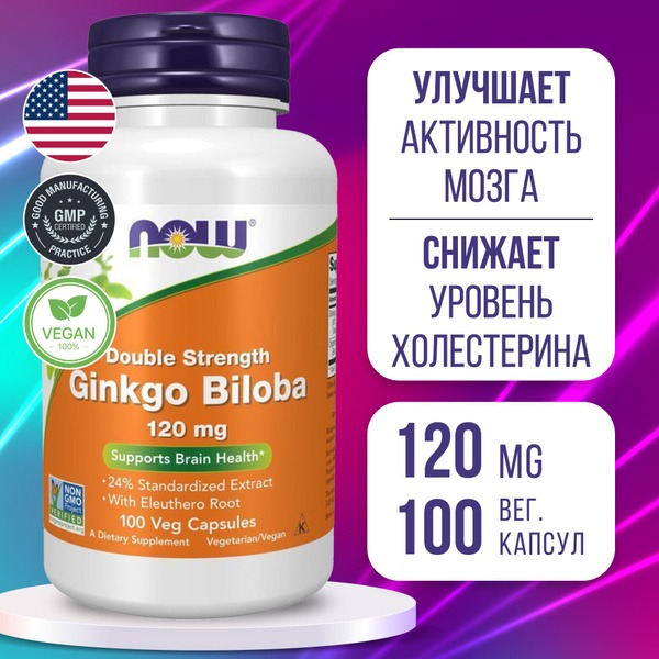 Ginkgo Biloba 120mg (100 Capsules): Boost Brain Function, Immunity &amp; Blood Vessels