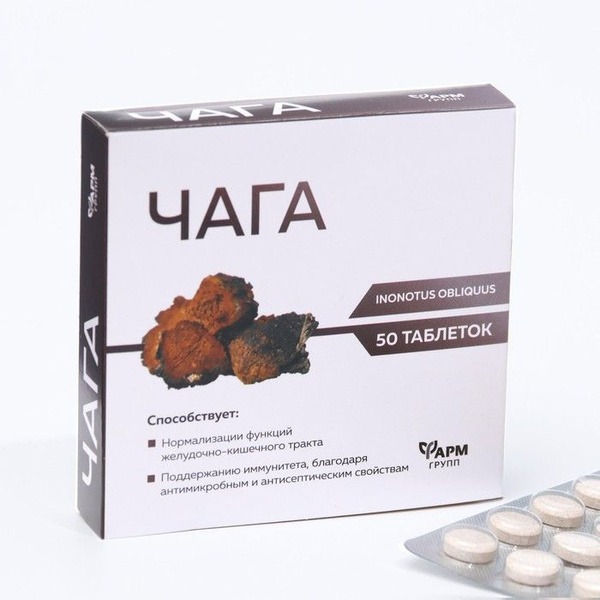 Chaga Mushroom for Ulcers &amp; Gastritis: 50 x 500mg Tablets