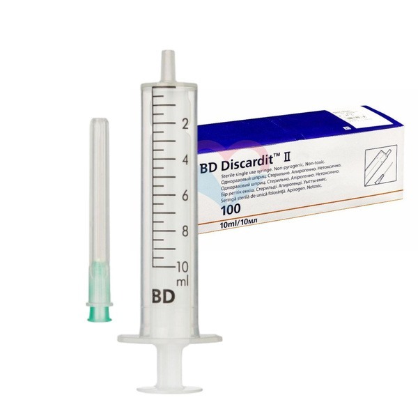 BD Discardit II Syringe 10ml, 21G Needle (10 Pack)