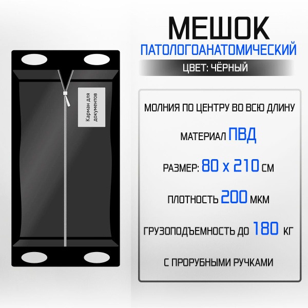 Heavy-Duty Zip-Closure Autopsy Bags (800x2100mm, 200µm)