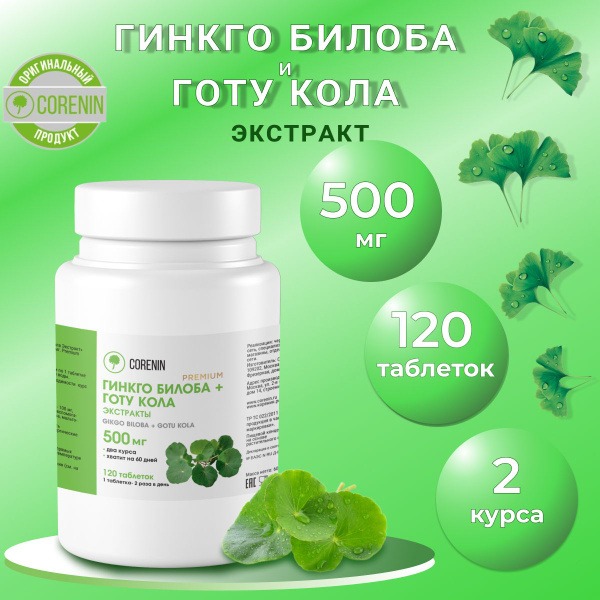 Ginkgo Biloba &amp; Gotu Kola Extract 120 x 500mg Tablets