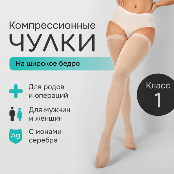 Terramed Compression Stockings, Large Sizes, Beige, 1 Pair, 20-30 mmHg