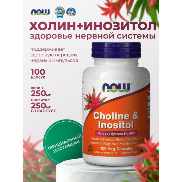 Now Foods Choline Inositol 500mg - 100 Capsules