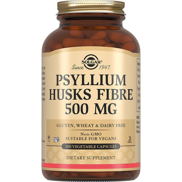 Solgar Psyllium Husk Fiber Capsules - 500mg, 200 Count