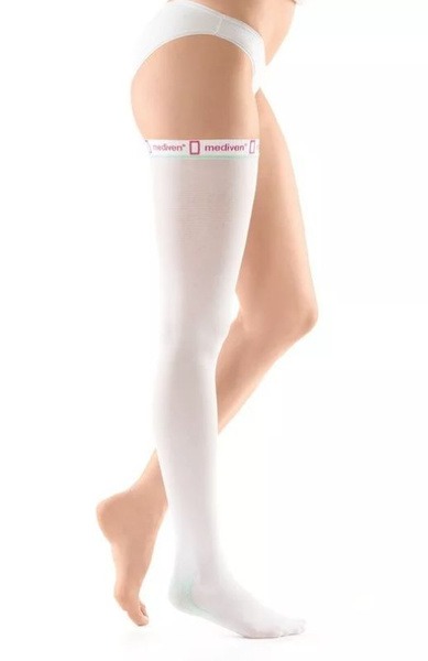 Medi Compression Stockings, White, 15-20 mmHg