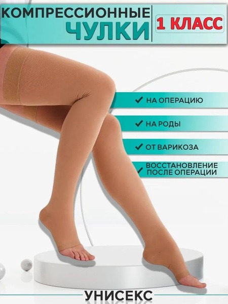 Mefico Beige Compression Stockings, Class 1