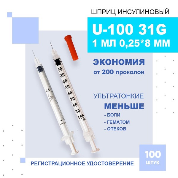 Paramed Insulin Syringes (1ml, U-100, 31G, 0.01ml Increments) - 100 Count for Botox