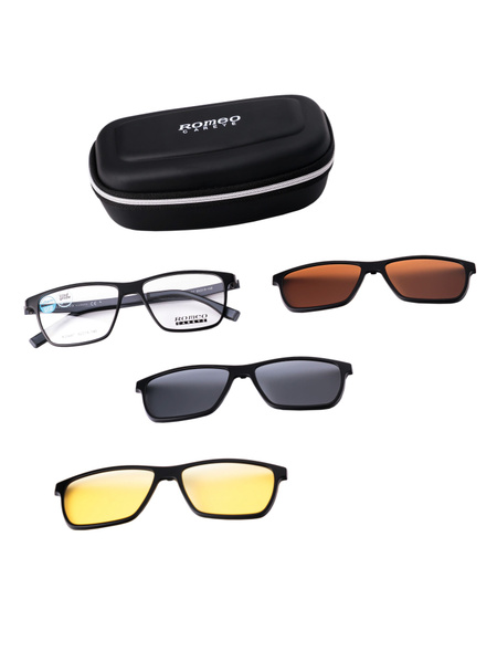Men's 4-in-1 Magnetic Clip-On Sunglasses Eyeglass Frames