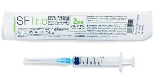Import 2ml 3-Part Syringe with Needle (23Gx11/4) - 10 Pack