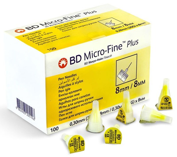 BD Micro-Fine Plus Insulin Syringes: 30G x 8mm, 100 Count