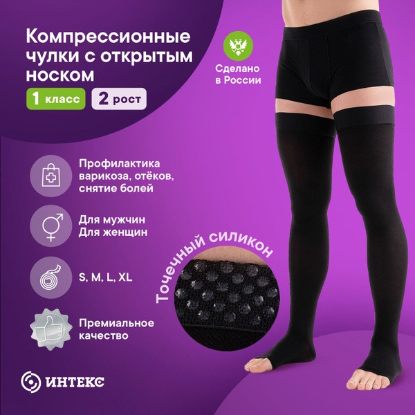 Intex Premium Black Compression Stockings, Class 1