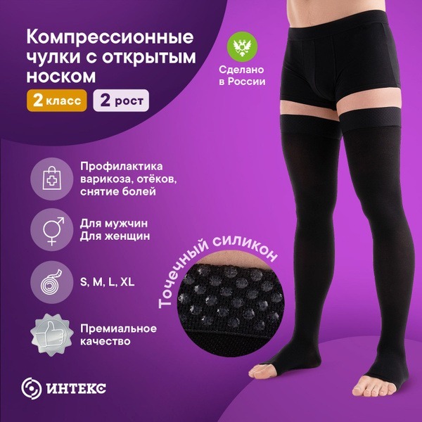 Intex Premium Black Compression Stockings, Class 2