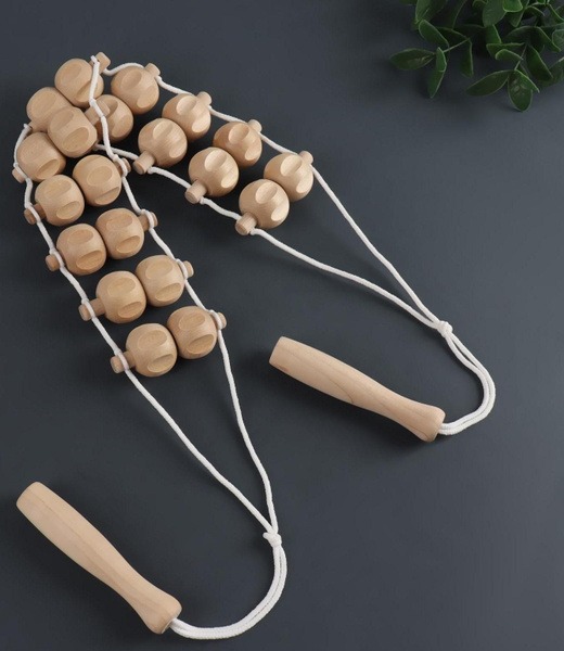 Wooden Roller Massage Belt (122.5cm, 10 Segments)