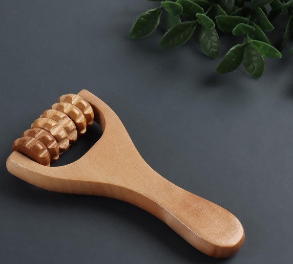 Mini Wooden Percussion Massager: 3-Head, Handheld