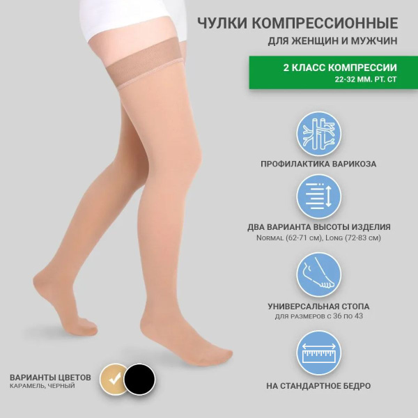 Pionic Beige Compression Stockings, Class 2