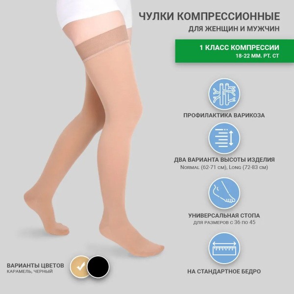 Pionic Beige Compression Stockings (Class 1, 2-Pack)