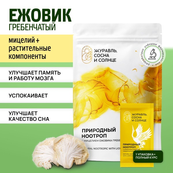 Lion's Mane Mushroom Mycelium Powder: Nootropic for Memory &amp; Calm, 14 Sachets