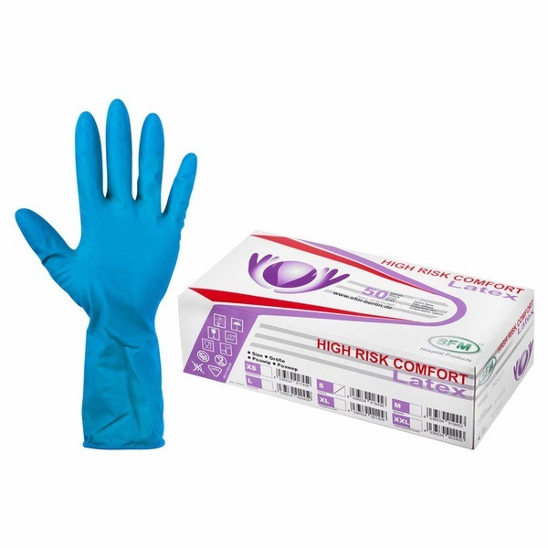 Latex Exam Gloves, Heavy Duty, 50 Count (25 Pairs), Small Size - SFM High Risk Comfort