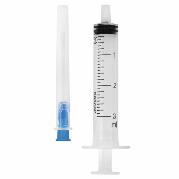 Pascal 3ml 3-Part Syringes (2/Pack, 100 Packs/Box), 23G Needle