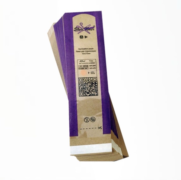 Sterilization Pouches with Indicator: 50x170mm Kraft, 100 Pack